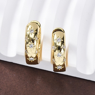 Clear Cubic Zirconia Star Hoop Earrings X-EJEW-C022-06G-1