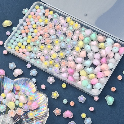 240Pcs 3 Style Transparent Acrylic Beads FACR-YW0001-04-1
