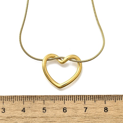 201 Stainless Steel Hollow Heart Pendant Snake Chain Necklaces for Women NJEW-B124-03G-1