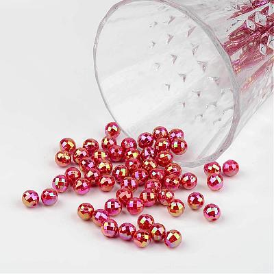 Faceted Colorful Eco-Friendly Poly Styrene Acrylic Round Beads SACR-K001-6mm-6-1