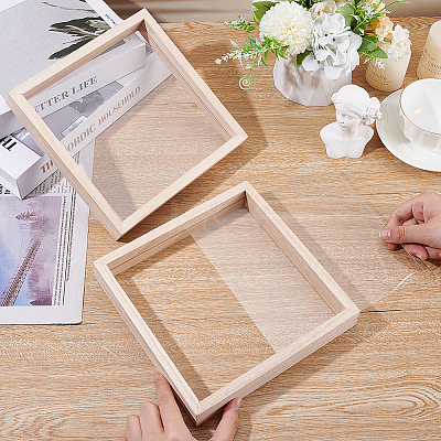 Wooden Picture Frame with Transparent Acrylic Blank Sheet AJEW-WH0528-27-1
