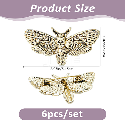 6Pcs Gothic Alloy Lapel Pins for Backpack Clothes JEWB-FH0002-83AG-1
