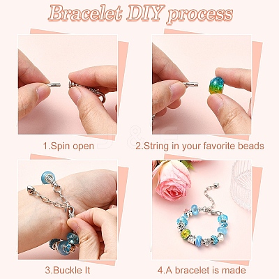 DIY Resin & Alloy & Polymer Clay Rhinestone European Beads Bracelets & Necklace Jewelry Making Kits DIY-YW0009-46-1