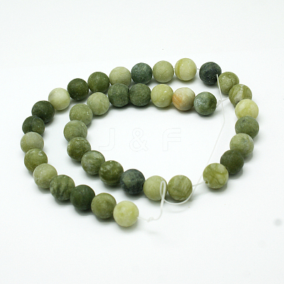 Round Frosted Natural TaiWan Jade Bead Strands X-G-M248-4mm-02-1