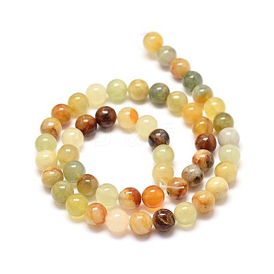 Natural Xiuyan Jade Round Bead Strands X-G-P075-39-8mm-1