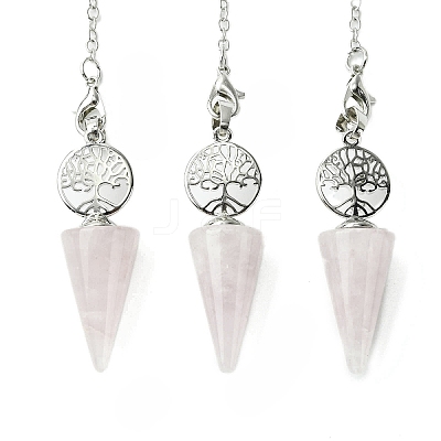 Natural Rose Quartz Cone Dowsing Pendulum Big Pendants G-C114-02P-19-1
