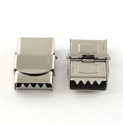 Tarnish Resistant Smooth Surface 201 Stainless Steel Watch Band Clasps STAS-R063-80-1