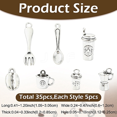 35Pcs 7 Styles Tibetan Style Zinc Alloy Charms FIND-YW0011-92-1