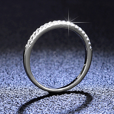Rhodium Plated 925 Sterling Silver Micro Pave Cubic Zirconia Plain Band Rings WGF7D9C-15-1