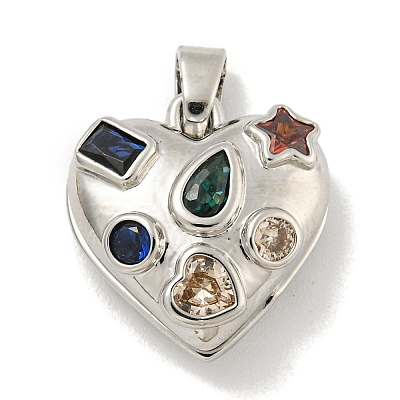 Rack Plating Brass Pave Colorful Cubic Zirconia Bead Cage Pendants KK-E114-07P-1