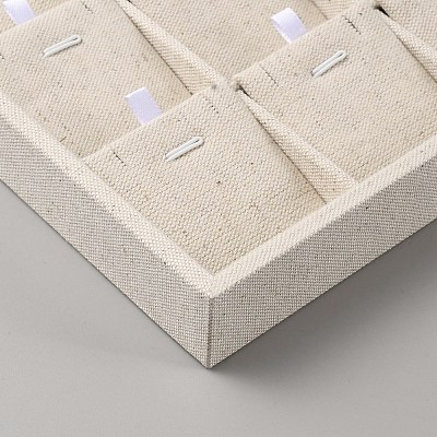 Linen Jewelry Pendant Necklace Storage Box with 24 Compartments AJEW-WH20008-12-1