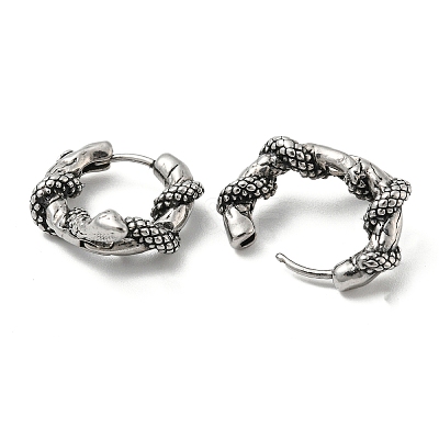 Antique Silver 316 Stainless Steel Hoop Earrings EJEW-Z034-01B-1