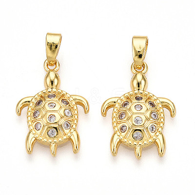 Brass Micro Pave Cubic Zirconia Pendants KK-N257-06G-1