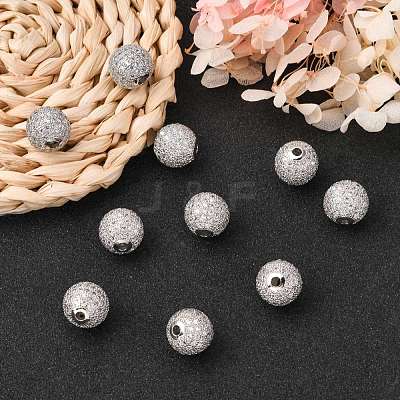 Brass Cubic Zirconia Beads ZIRC-F001-15P-1