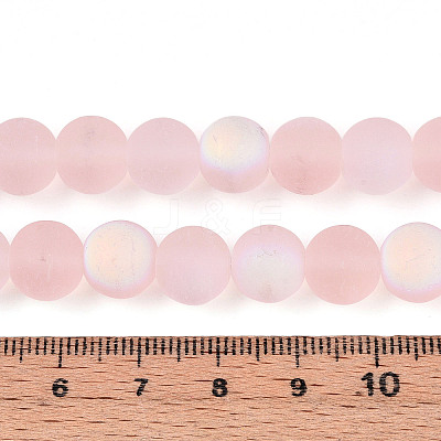 Frosted Transparent Glass Beads Strands GLAA-T032-T10mm-MBB10-1