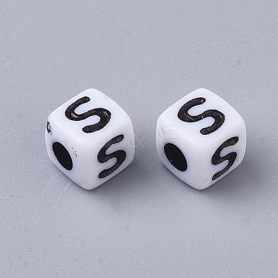 White Opaque Acrylic Beads X-MACR-R869-02S-1