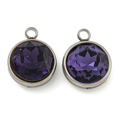 304 Stainless Steel Glass Rhinestone Charms STAS-E052-56A-1