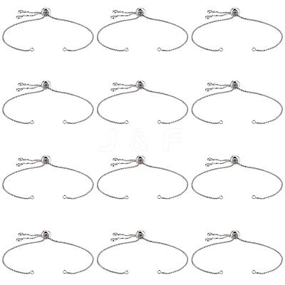 12Pcs Rack Plating Adjustable Brass Slider Bracelet Making KK-SP0001-80P-1