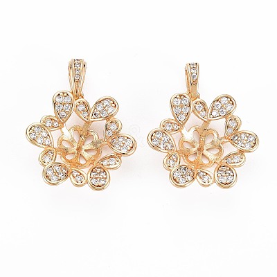 Brass Micro Pave Clear Cubic Zirconia Peg Bails Pendants KK-S364-089-1