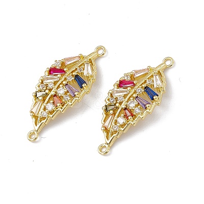 Brass Pave Colorful Cubic Zirconia Connector Charms KK-E068-VC017-1