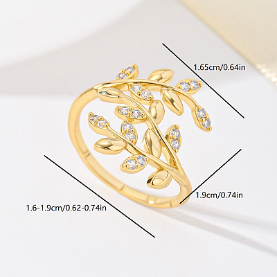 Brass Micro Pave Cubic Zirconia Finger Rings for Women FU0623-1-1