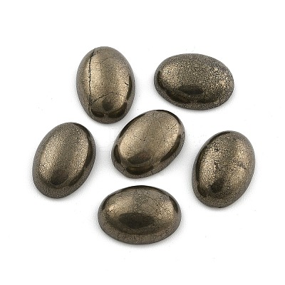 Oval Natural Pyrite Cabochons G-I125-10-18x13mm-01-1