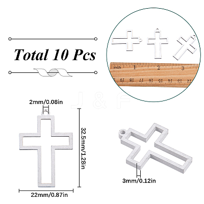 10Pcs 304 Stainless Steel Open Back Bezel Pendants STAS-SC0009-32-1