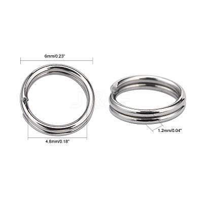 Tarnish Resistant Jewelry Findings Original Color Stainless Steel Split Rings X-STAS-E010-6x1mm-2-1