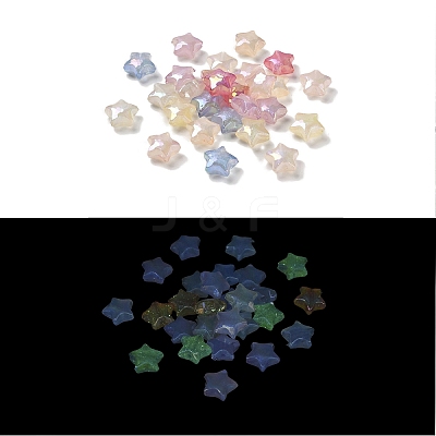 Star UV Plating Luminous Rainbow Iridescent Acrylic Beads LACR-R001-11A-1