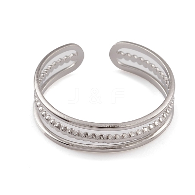Non-Tarnish 304 Stainless Steel Triple Line Open Cuff Rings for Women RJEW-G285-73P-1