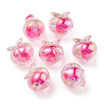 UV Plating Rainbow Iridescent Acrylic Beads OACR-F004-02F-1
