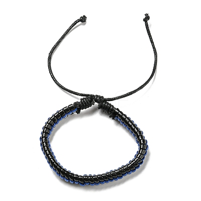 5Pcs 5 Style Adjustable Braided Imitation Leather Cord Bracelet Sets with Waxed Cord for Men BJEW-F458-01-1