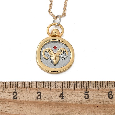 Brass Twelve Constellations Tarot Pendant Necklaces NJEW-Q006-01C-G-1