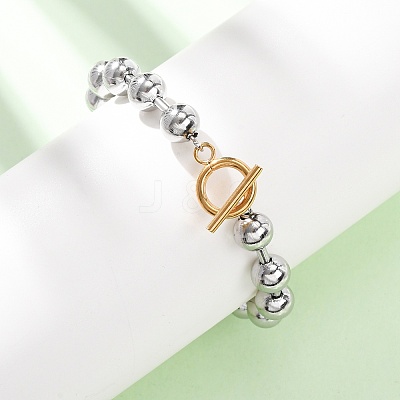 201 Stainless Steel Round Beaded Bracelets for Women SA-CBA2E59-04P-1