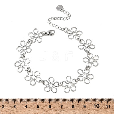 Hollow Hammered 304 Stainless Steel Link Chain Bracelets for Women BJEW-F539-01A-P-1