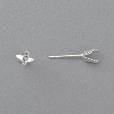 304 Stainless Steel Prong Earring Settings STAS-O098-06S-03-1