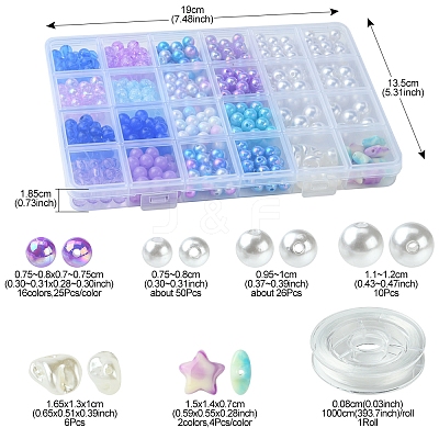 DIY Round Acrylic & ABS Plastic Imitation Pearl Beads Bracelets Jewelry Making Kits DIY-FS0007-42-1