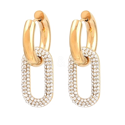 304 Stainless Steel Rhinestone Hoop Earrings EJEW-T057-02G-1