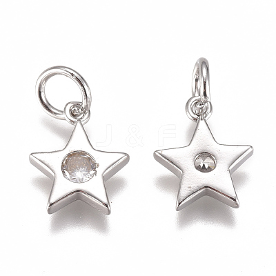 Brass Micro Pave Cubic Zirconia Charms ZIRC-F111-09-08-1