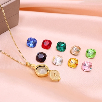 Golden 304 Stainless Steel Rhombus Pendant Necklace NJEW-C015-01G-1