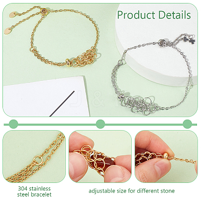 8Pcs 2 Style Adjustable 304 Stainless Steel Slider Bracelet Making AJEW-PH0011-83-1
