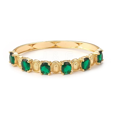 Rack Plating Virgin Mary Brass Bangles with Micro Pave Cubic Zirconia BJEW-E071-03G-1