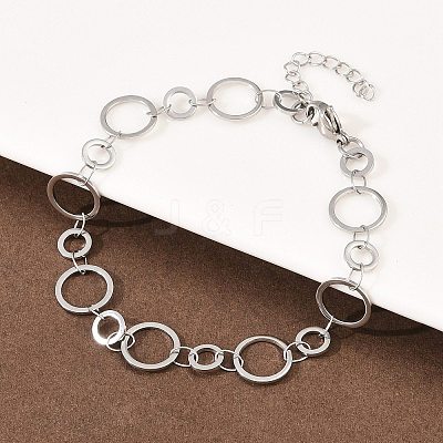 304 Stainless Steel Link Chain Bracelets for Women BJEW-P373-03C-P-1