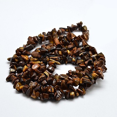 Chip Natural Tiger Eye Beads Strands X-G-N0134-09-1