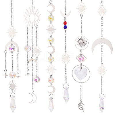 AHADEMAKER 6Pcs 6 Style Hanging Suncatcher HJEW-GA0001-30-1