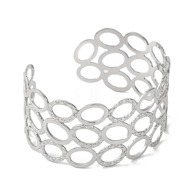 Oval 304 Stainless Steel Cuff Bangles for Women BJEW-B104-16P-1