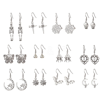 Hallowmas Tibetan Alloy Dangle Earrings EJEW-JE06523-1