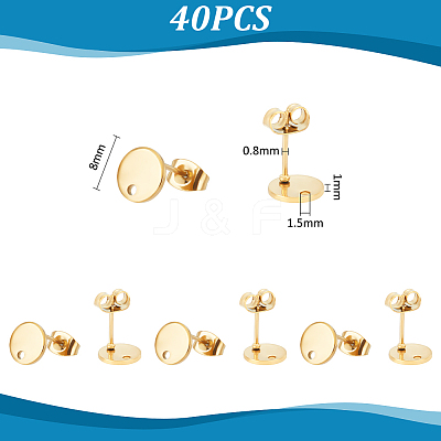 PVD Vacuum Plating 304 Stainless Steel Stud Earring Findings STAS-UN0016-05A-G-1