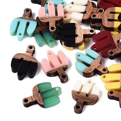 Cinco de Mayo Resin & Walnut Wood Connector Charms RESI-N053-37-1