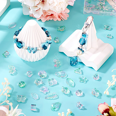 64Pcs Gradient Color Transparent Glass Beads GLAA-TA0003-48E-1
